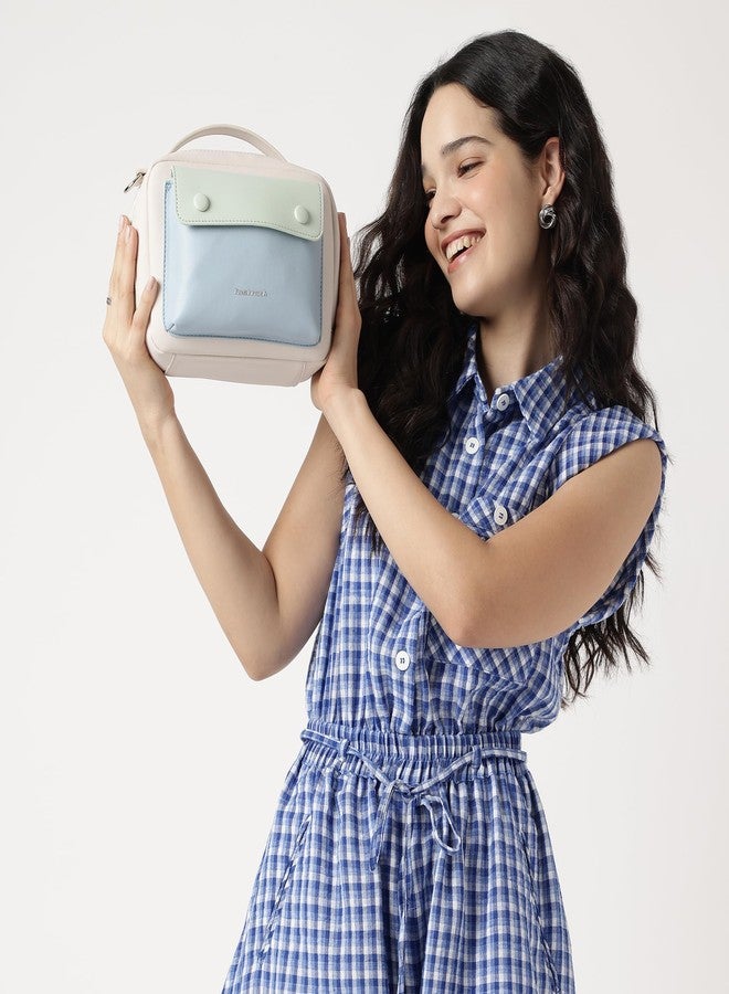 Fastrack Pastel Satchel Bag for Women | Faux Leather Handbag with Flap Closure, Inner Organizer Pockets and Detachable Strap | Compact Everyday Satchel for Errands, Outings and City Wear - Image 2